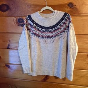 Duluth Trading Co Cream Nordic Wool Blend Sweater